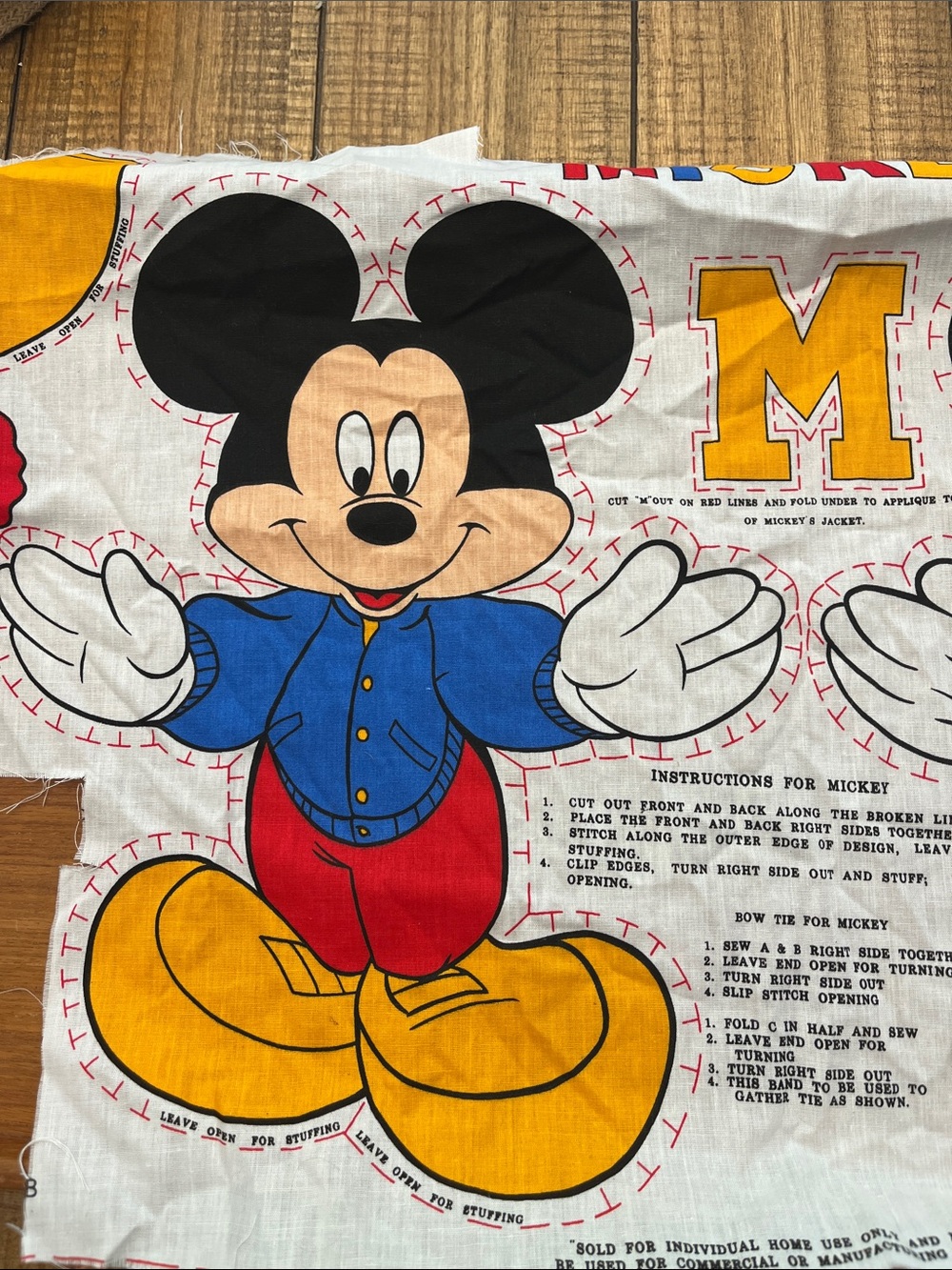 Disney Mickey Mouse Cut-and-Sew Panel in Black, Red, Blue, Yellow